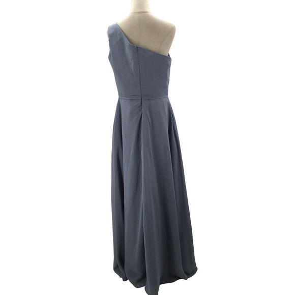 BRIDESMAID 14 1X Slate Blue  One Shoulder Sleeveless Formal Maxi Dress NEW B125 - Picture 2 of 9